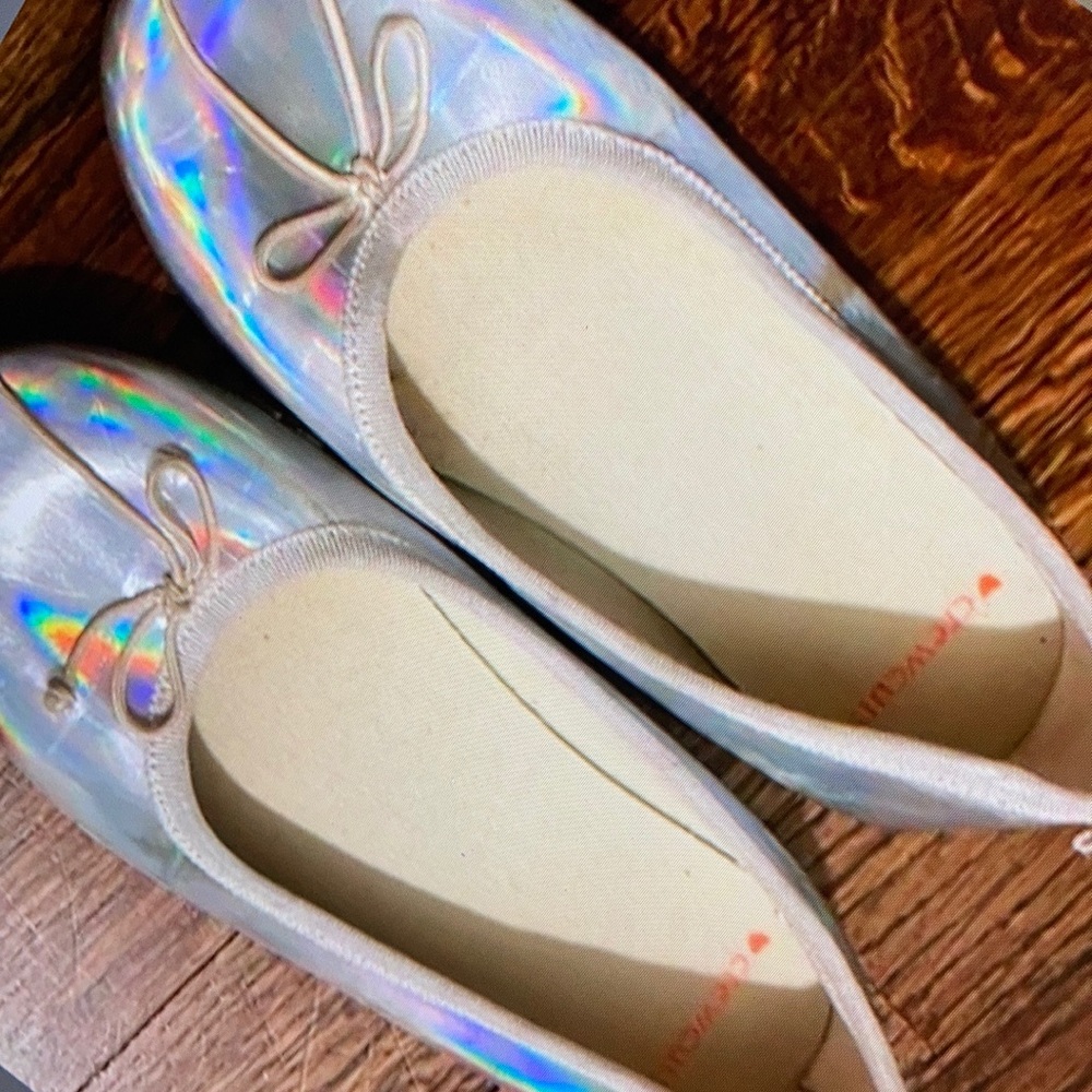 Sparkling lridescent ballet flats hologram shoes